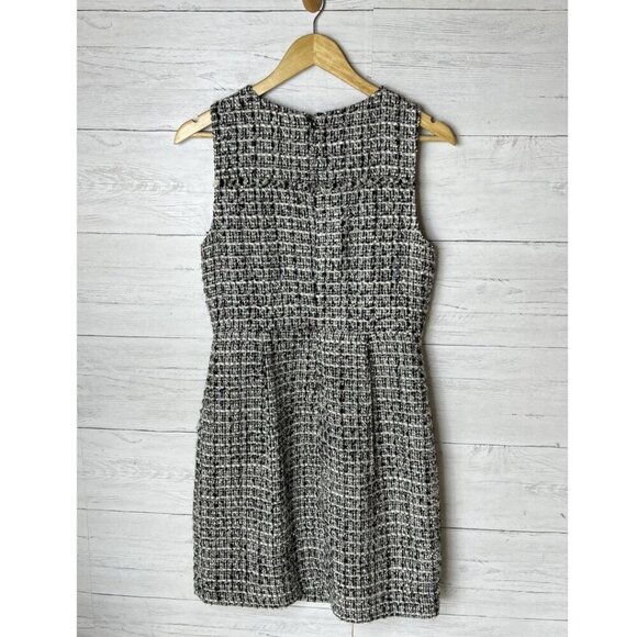 J Crew Dress Womens Size 6 Black & White Tweed Pleated Sheath Academia - Picture 11 of 16